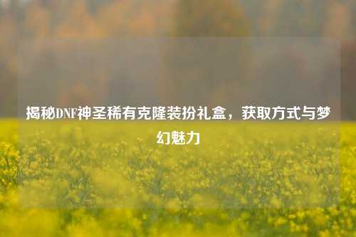 揭秘DNF神圣稀有克隆装扮礼盒,获取方式与梦幻魅力