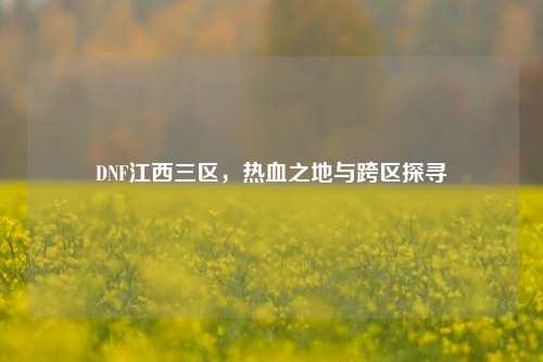 DNF江西三区,热血之地与跨区探寻