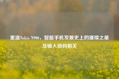 重温Nokia N900,智能手机发展史上的璀璨之星及输入锁码相关