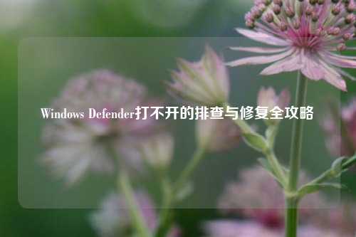 Windows Defender打不开的排查与修复全攻略