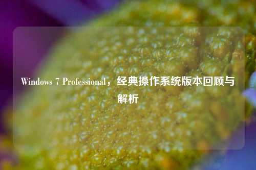 Windows 7 Professional,经典操作系统版本回顾与解析