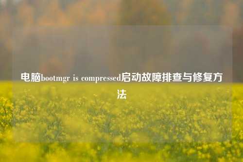 电脑bootmgr is compressed启动故障排查与修复