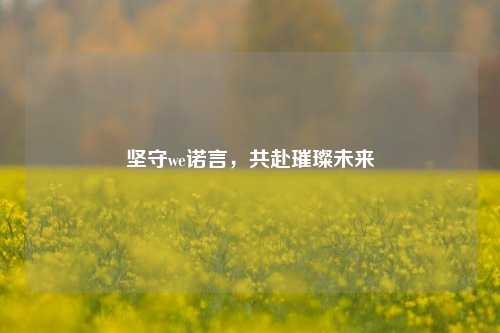 坚守we诺言,共赴璀璨未来