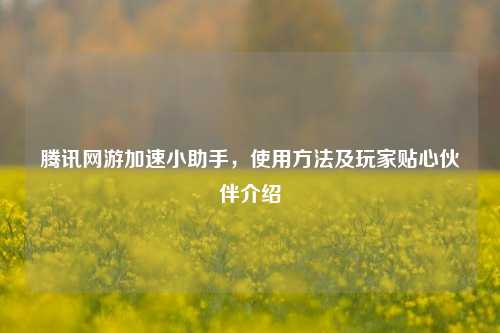 腾讯网游加速小助手,使用 及玩家贴心伙伴介绍